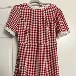 Red gingham checked baby doll dress